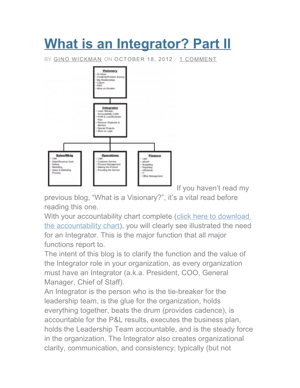 What Is an Integrator? Part II