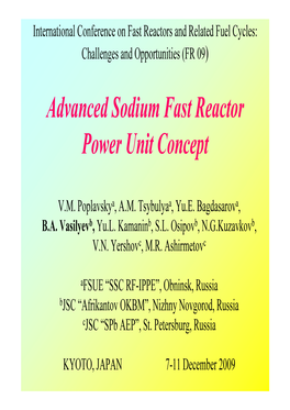 Advanced Sodium Fast Reactor Power Unit Concept