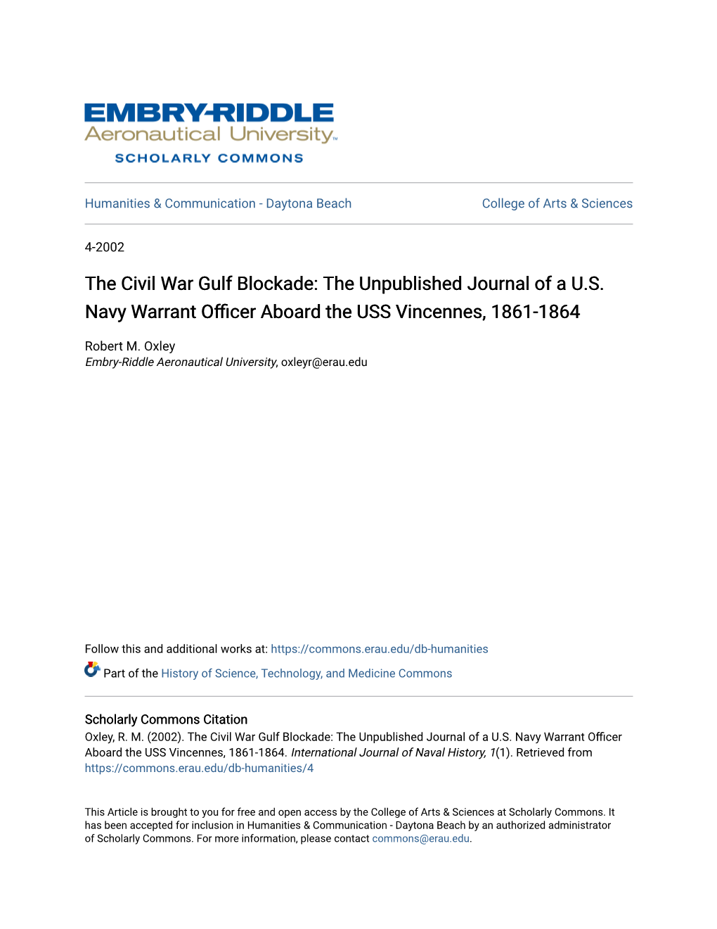 The Civil War Gulf Blockade: the Unpublished Journal of a U.S