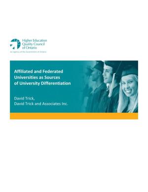 Affiliated and Federated Universities As Sources of University Differentiation