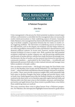 Crisis Management in Nuclear South Asia