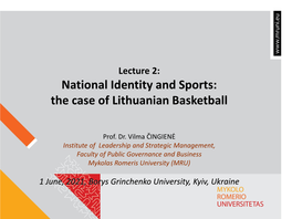 National Identity and Sports: the Case of Lithuanian Basketball