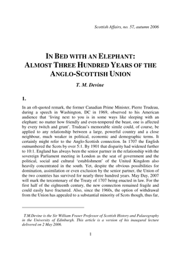 In Bed with an Elephant: Almost Three Hundred Years of the Anglo-Scottish Union
