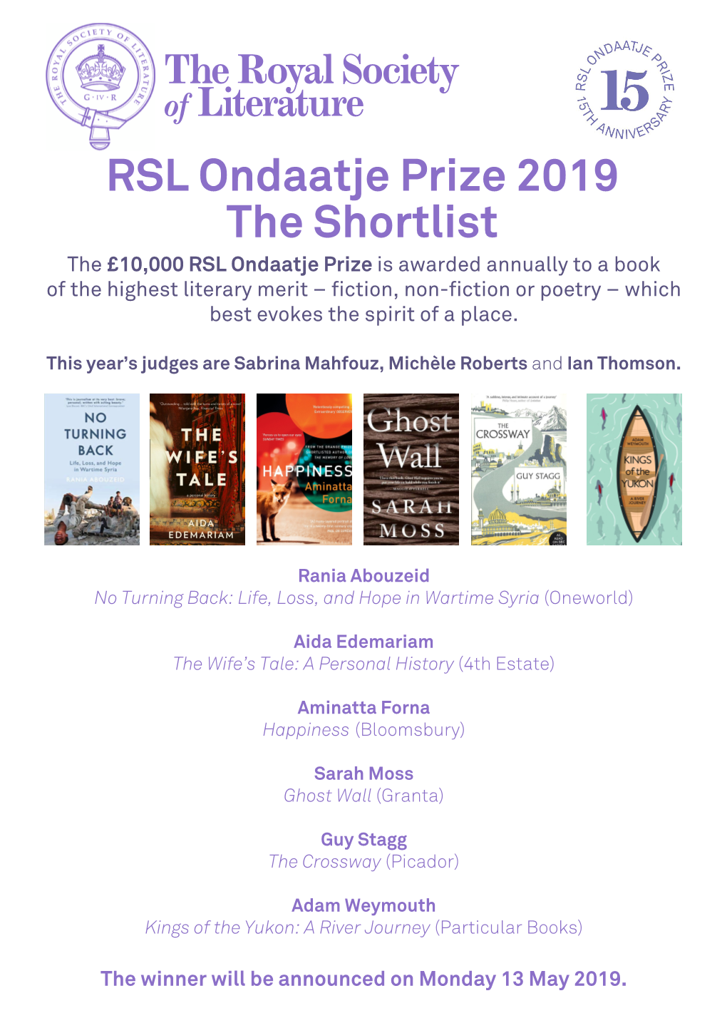 RSL Ondaatje Prize 2019 the Shortlist