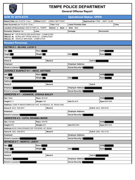 TEMPE POLICE DEPARTMENT General Offense Report