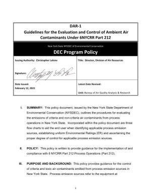 DAR-1: Guidelines for the Evaluation and Control of Ambient Air