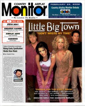 FEBRUARY 22, 2002 Country Airplay Monitor Debuts