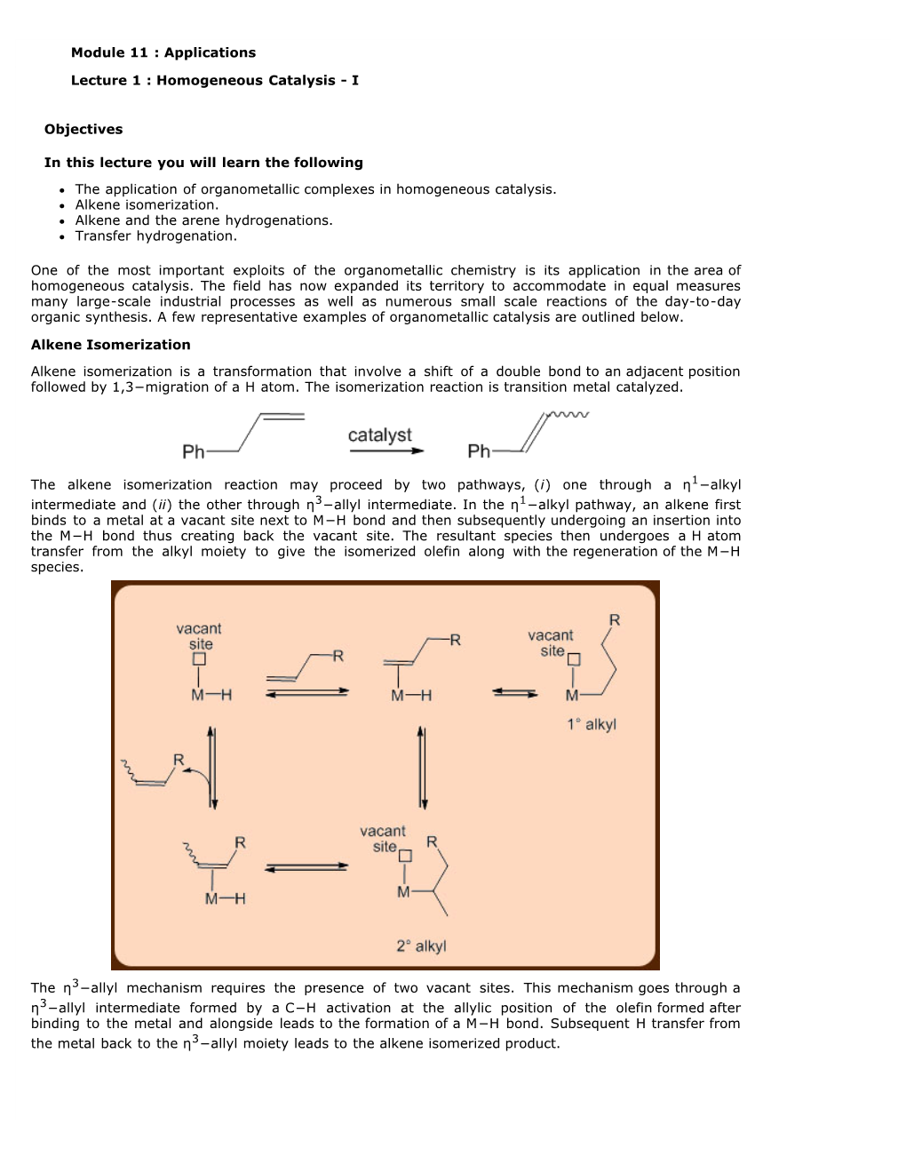 Homogeneous Catalysis - I