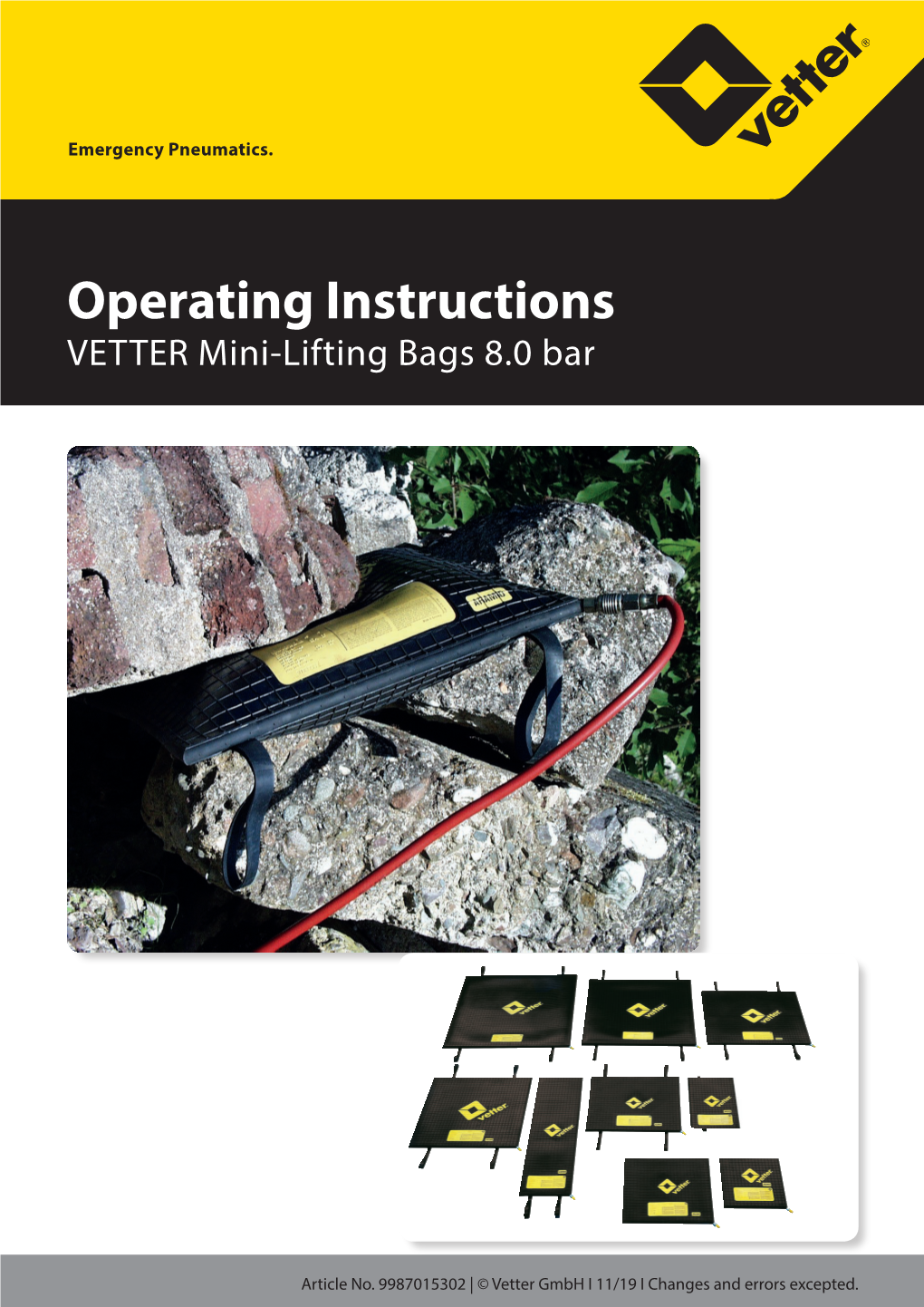 Operating Instructions VETTER Mini-Lifting Bags 8.0 Bar