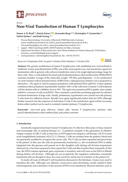 Non-Viral Transfection of Human T Lymphocytes