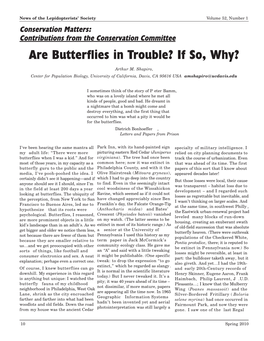 Are Butterflies in Trouble? If So, Why?