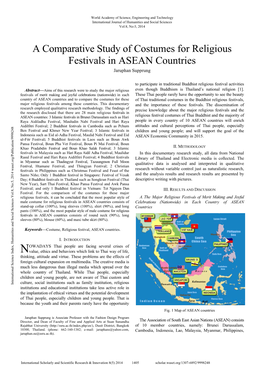 A Comparative Study of Costumes for Religious Festivals in ASEAN Countries Jaruphan Supprung
