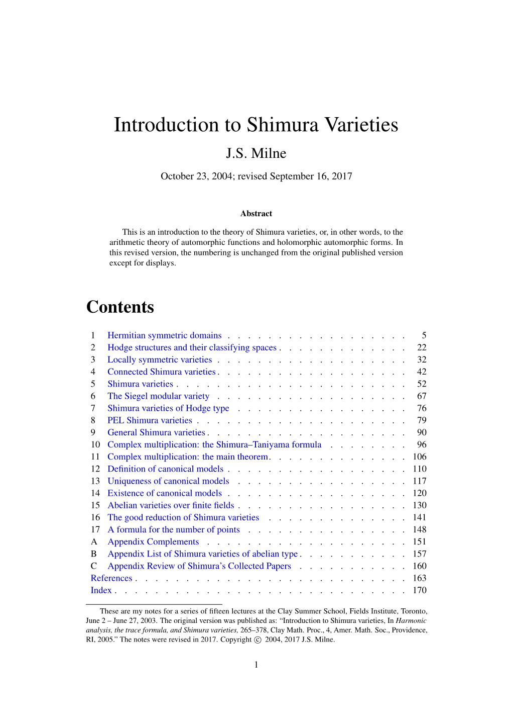 Introduction to Shimura Varieties J.S