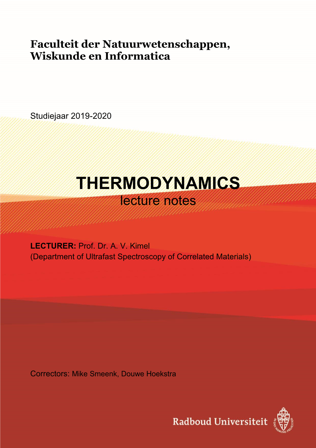 THERMODYNAMICS Lecture Notes