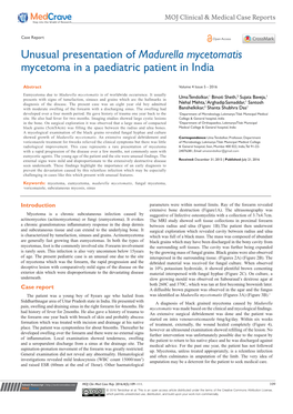 Unusual Presentation of Madurella Mycetomatis Mycetoma in a Paediatric Patient in India