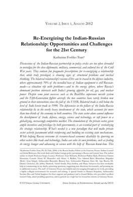 Re-Energizing the Indian-Russian Relationship: Opportunities and Challenges for the 21St Century