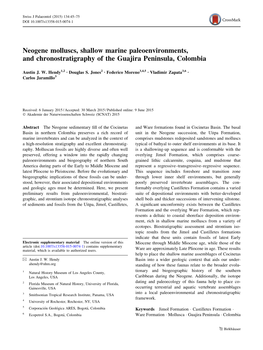 Neogene Molluscs, Shallow Marine Paleoenvironments, and Chronostratigraphy of the Guajira Peninsula, Colombia