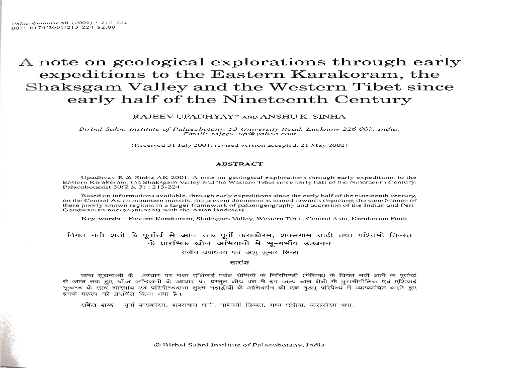 A Note on Geological Explorations Through Early Expeditions to The