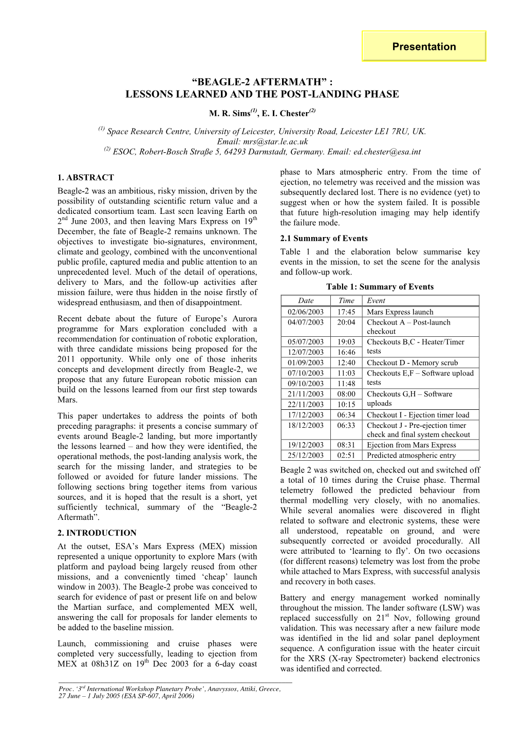 “Beagle-2 Aftermath” : Lessons Learned and the Post-Landing Phase