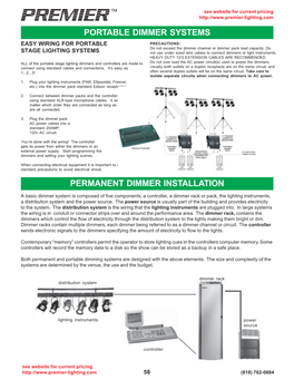 PORTABLE DIMMER SYSTEMS EASY WIRING for PORTABLE PRECAUTIONS: Do Not Exceed the Dimmer Channel Or Dimmer Pack Load Capacity