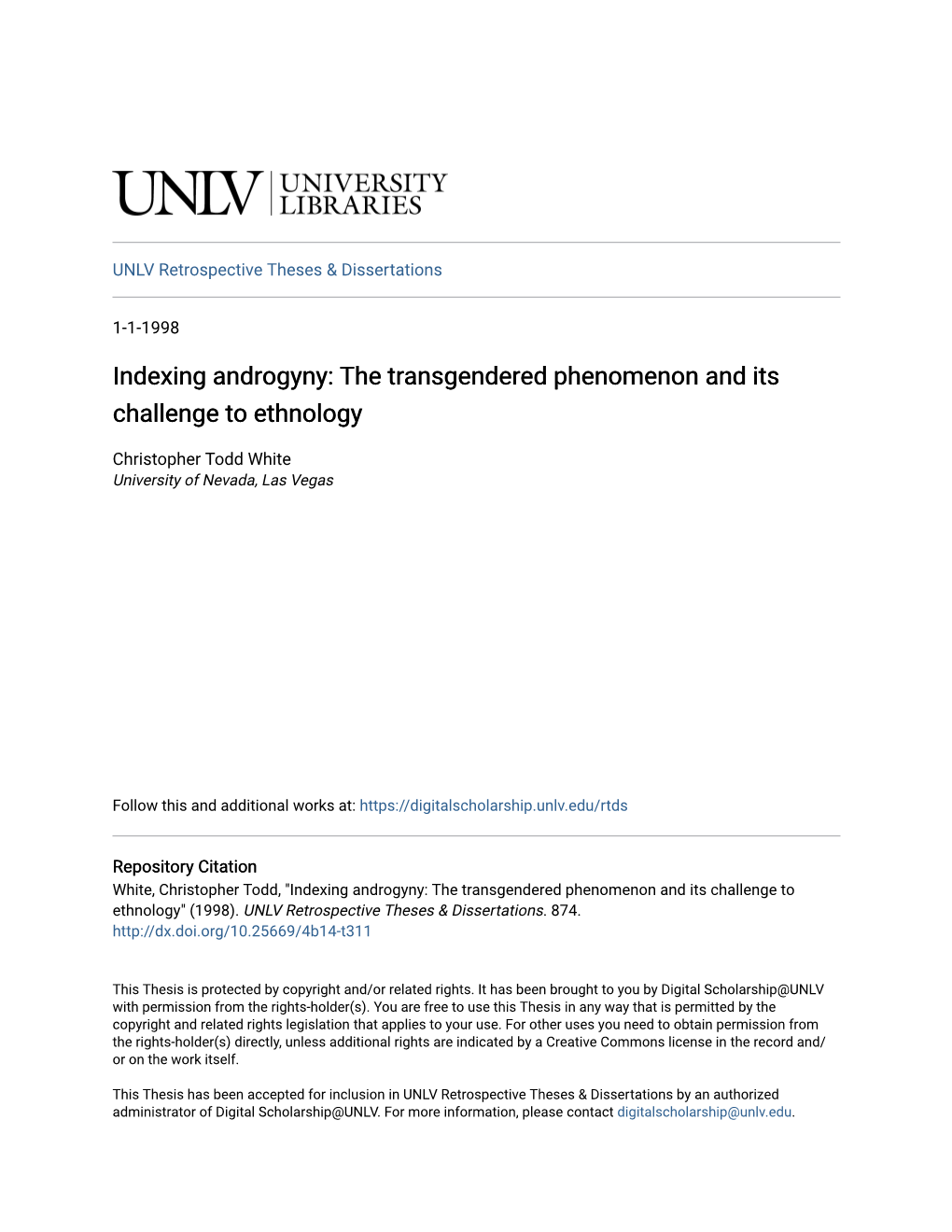 The Transgendered Phenomenon and Its Challenge to Ethnology