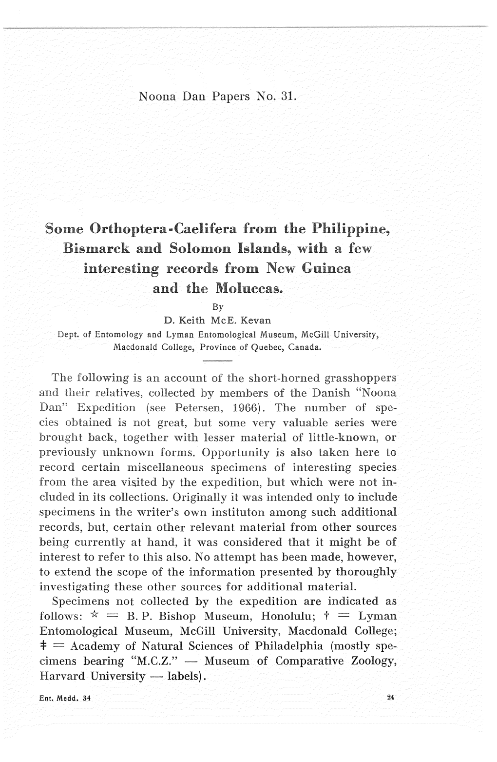 Orthoptera-Caelifera from the Bismarck Solomon Islands, Interesting Records from New Guinea Moluccas