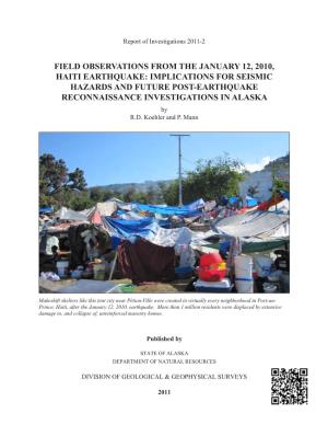 Field Observations from the January 12, 2010, Haiti