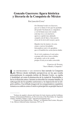 Gonzalo Guerrero: Figura Histórica Y Literaria De La Conquista De México