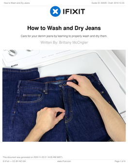How to Wash and Dry Jeans Guide ID: 50029 - Draft: 2019-10-23
