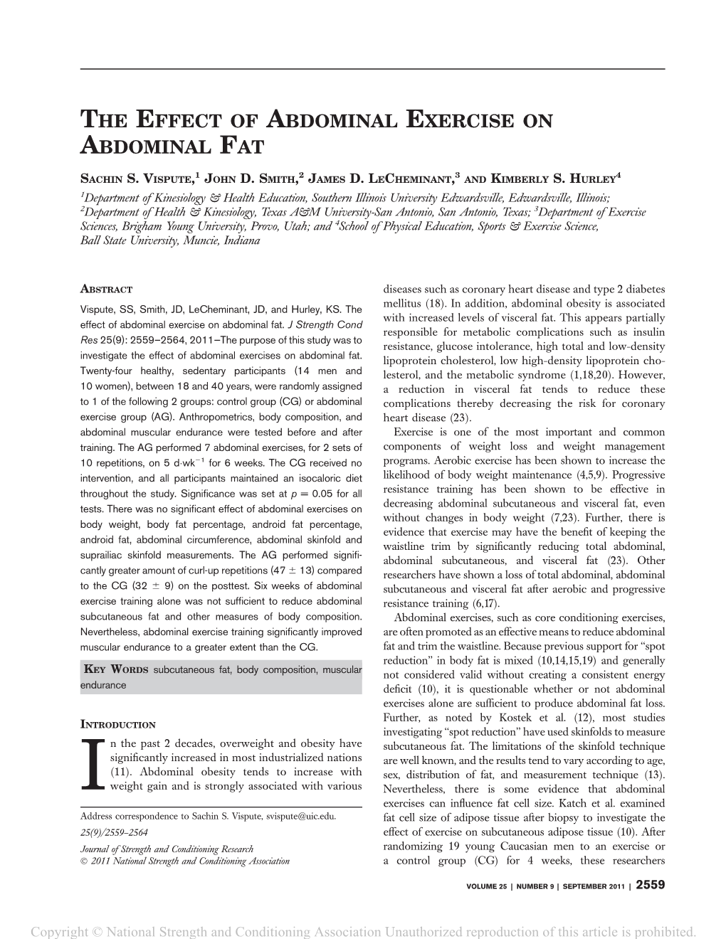 The Effect of Abdominal Exercise on Abdominal Fat