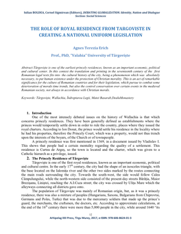 The Role of Royal Residence from Targoviste in Creating a National Uniform Legislation