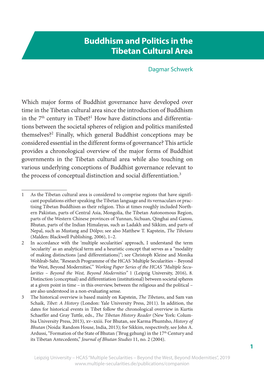 Buddhism and Politics in the Tibetan Cultural Area