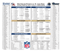 New England Patriots Vs . St. Louis Rams