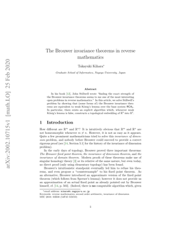 The Brouwer Invariance Theorems in Reverse Mathematics