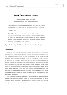 Weak Gravitational Lensing