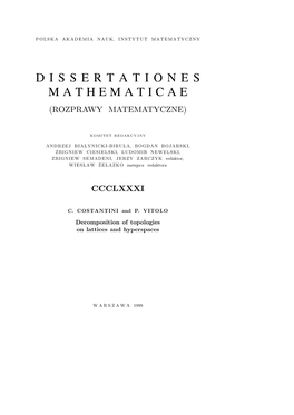 Dissertationes Mathematicae (Rozprawy Matematyczne)