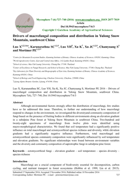 Drivers of Macrofungal Composition and Distribution in Yulong Snow Mountain, Southwest China