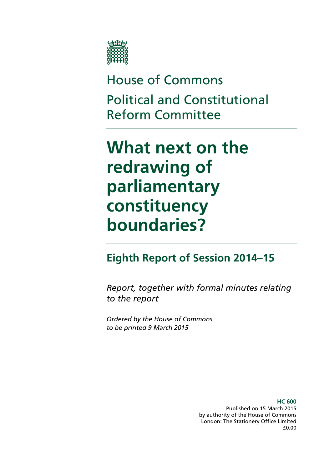 What Next on the Redrawing of Parliamentary Constituency Boundaries?