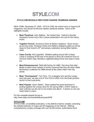 Style.Com Reveals First-Ever Fashion Yearbook Awards