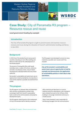 Case Study: City of Parramatta R3 Program – Resource Rescue and Reuse Local Government Leading by Example