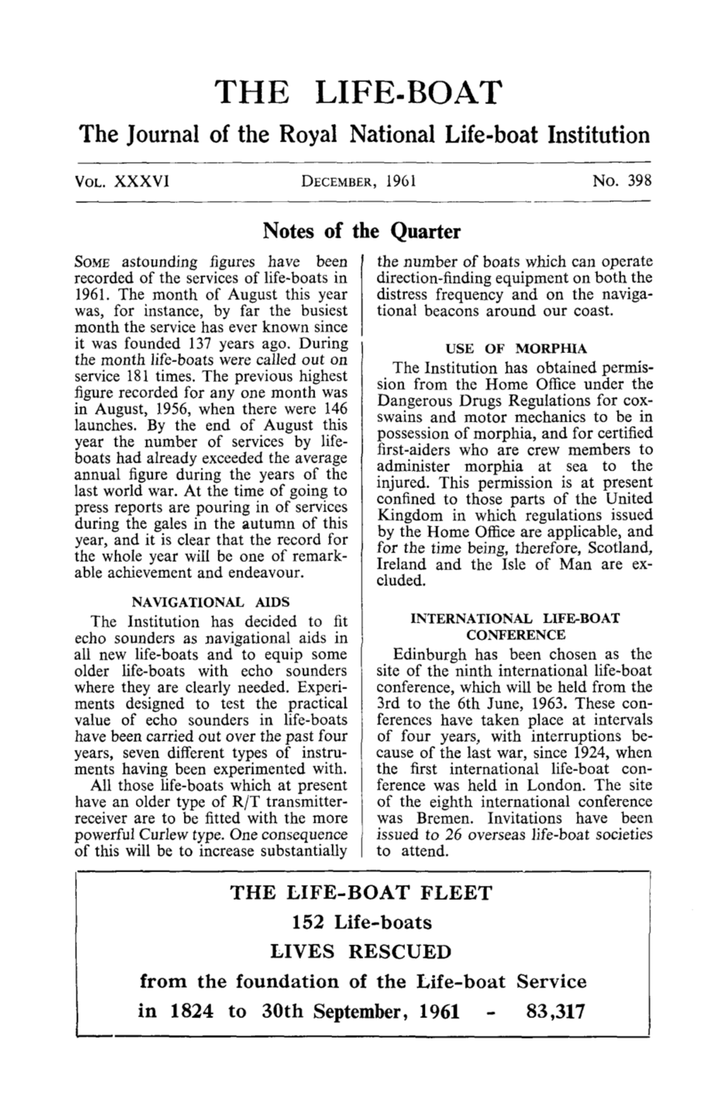 THE LIFE-BOAT the Journal of the Royal National Life-Boat Institution