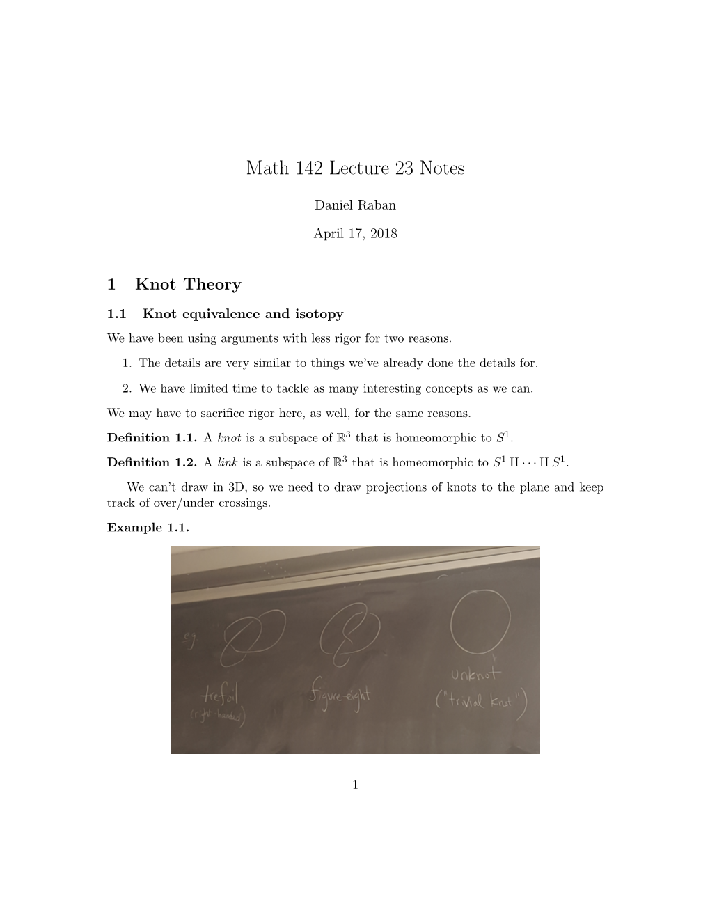 Math 142 Lecture 23 Notes