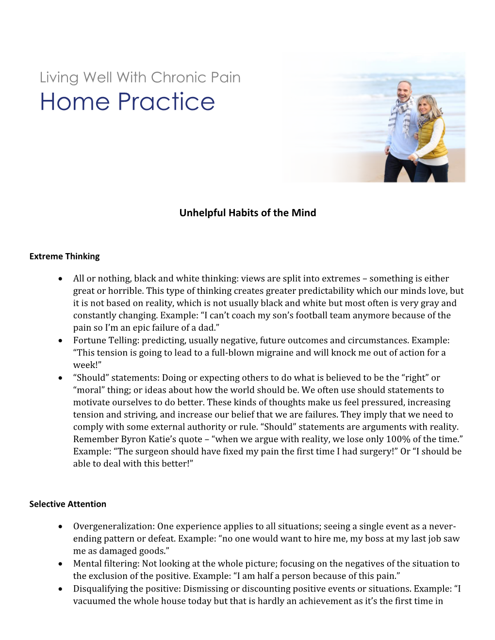 Living Well with Chronic Pain Session 1 Home Practice
