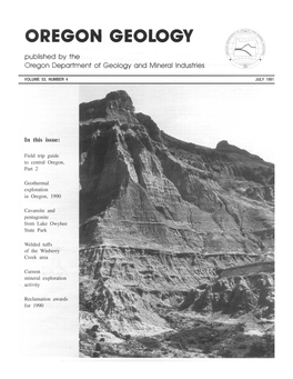 OREGON GEOLOGY Published by the Oregon Department of Geology and Mineral Industries