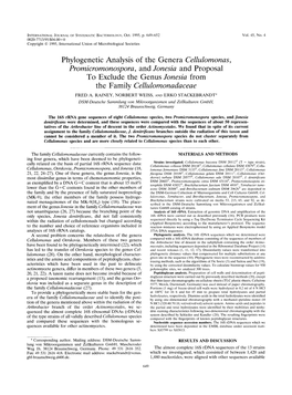 Phylogenetic Analysis of the Genera Cellulomonas, Promicromonospora, and Jonesia and Proposal to Exclude the Genus Jonesia from the Family Cellulomonadaceae