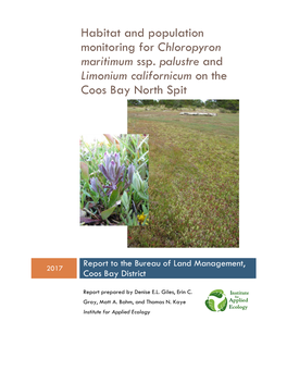 Habitat Monitoring and Improvement for Cordylanthus Maritimus Ssp. Palustris
