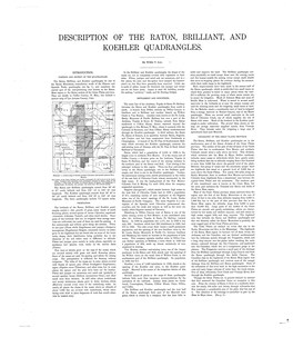Description of the Raton, Brilliant, and Koehler Quadrangles