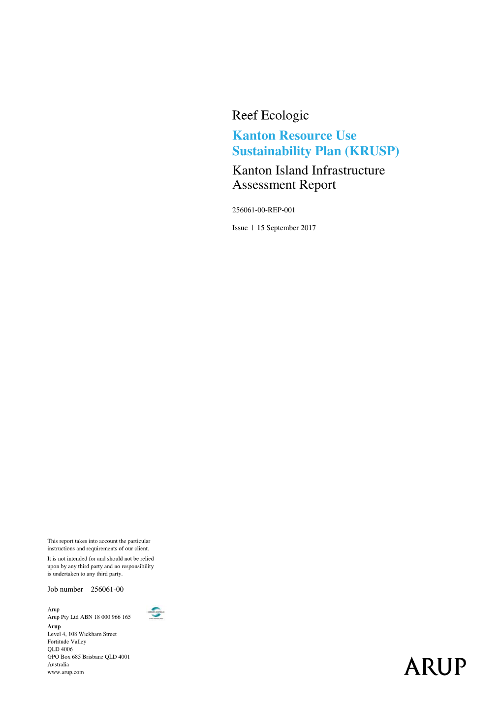 Reef Ecologic Kanton Resource Use Sustainability Plan (KRUSP) Kanton Island Infrastructure Assessment Report