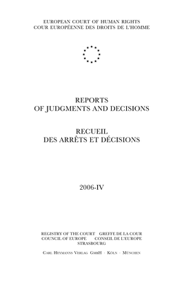 Reports of Judgments and Decisions/Recueil Des Arrêts Et