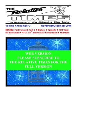 Web Version Please Subscribe to the Relative Times For